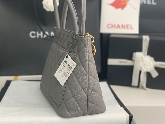 CC original grained calfskin shopping bag AS1804 grey