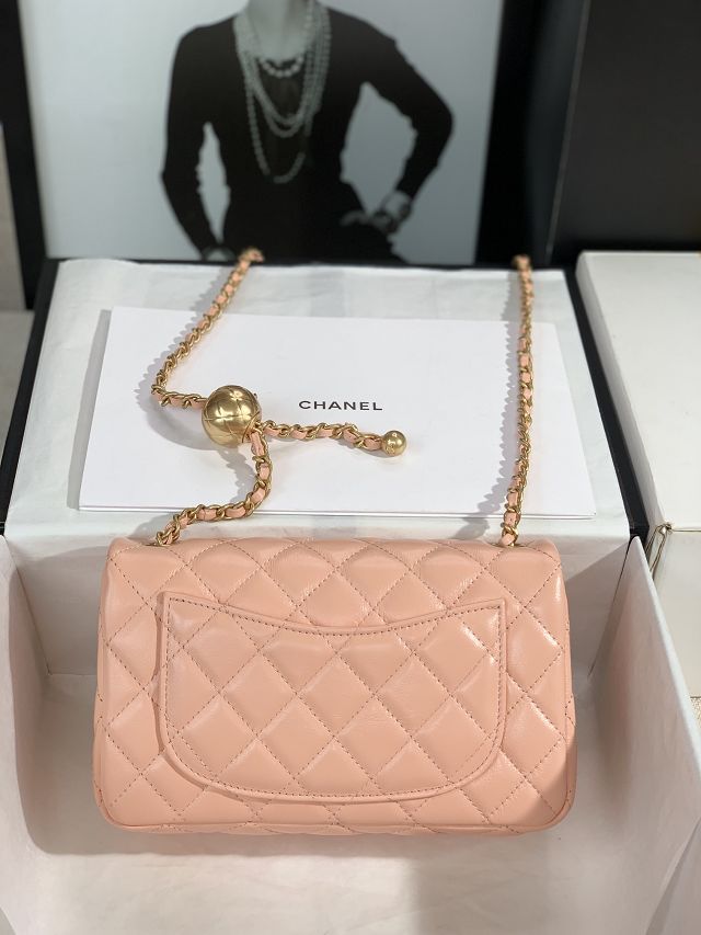 CC original lambskin flap bag AS1787 light pink