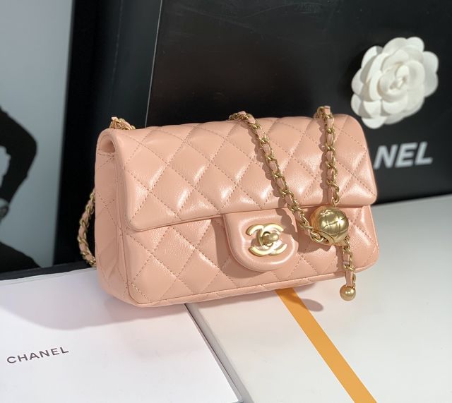 CC original lambskin flap bag AS1787 light pink