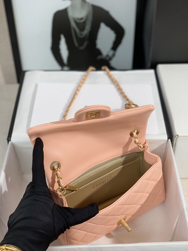 CC original lambskin flap bag AS1787 light pink