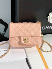 CC original lambskin small flap bag AS1786 light pink