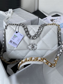 CC original lambskin 19 medium flap bag AS1161 white