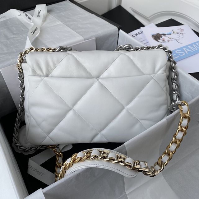 CC original lambskin 19 medium flap bag AS1161 white