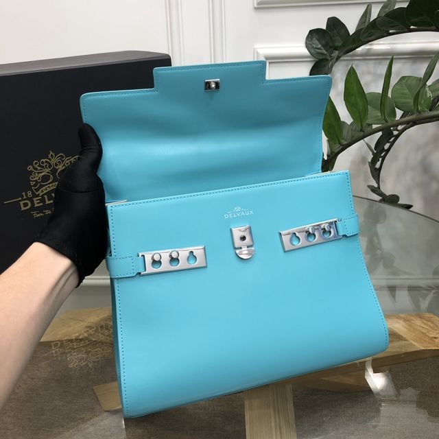 Delvaux original box calfskin tempete medium bag AA0562 blue