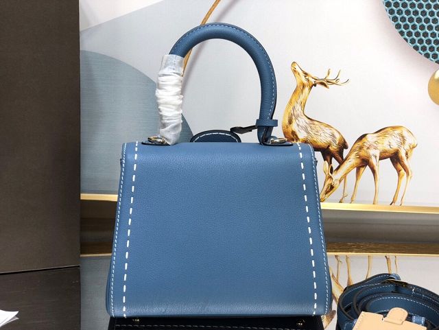 Delvaux original grained calfskin brillant mini bag AA0406 denim blue