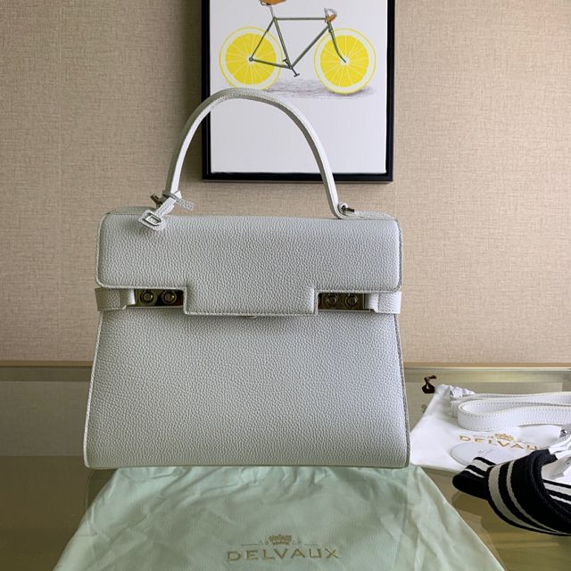 Delvaux original grained calfskin tempete medium bag AA0562 white