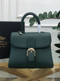 Delvaux original grained calfskin brillant bag MM AA0555 blackish green