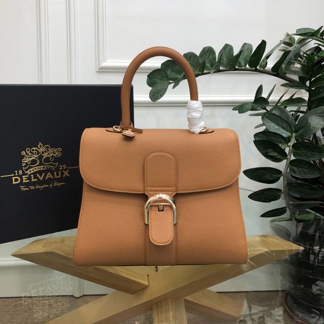 Delvaux original grained calfskin brillant bag MM AA0555 brown