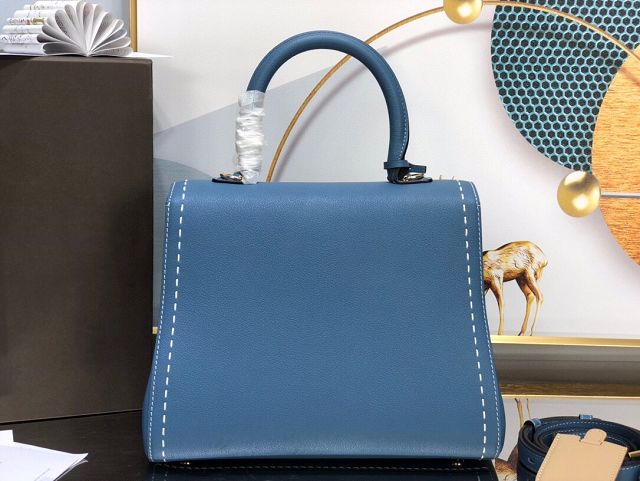 Delvaux original grained calfskin brillant bag MM AA0555 denim blue