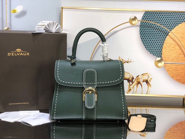 Delvaux original grained calfskin brillant bag MM AA0555 emerald green