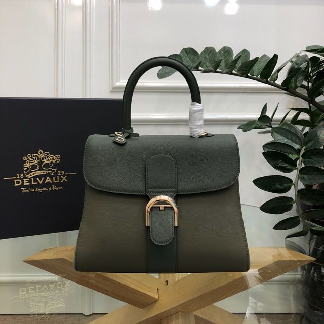 Delvaux original grained calfskin brillant bag MM AA0555 green&khaki