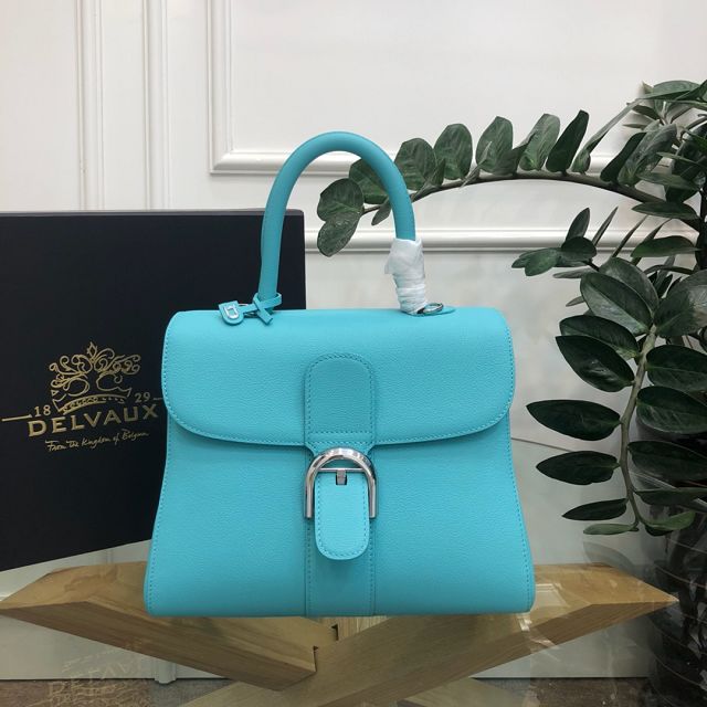 Delvaux original grained calfskin brillant bag MM AA0555 lake blue