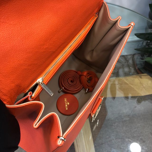 Delvaux original grained calfskin brillant bag MM AA0555 orange