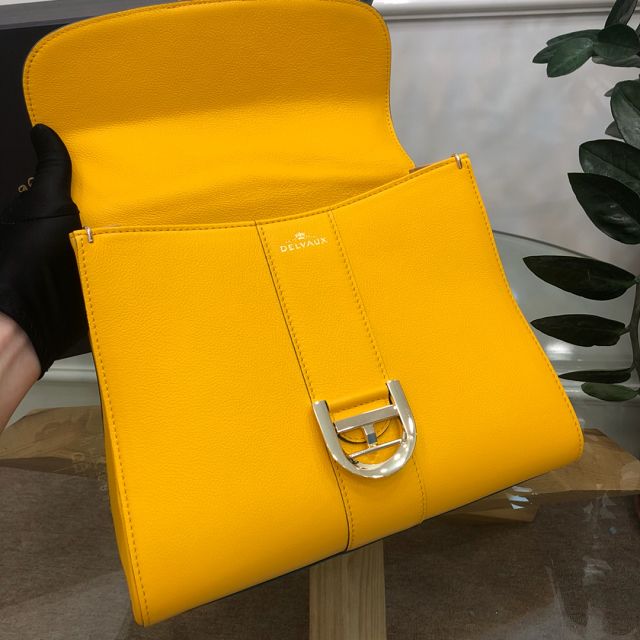 Delvaux original grained calfskin brillant bag MM AA0555 yellow