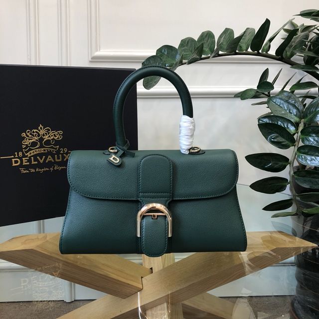 Delvaux original grained calfskin brillant small bag AA0417 blackish green