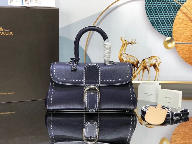 Delvaux original grained calfskin brillant small bag AA0417 dark blue
