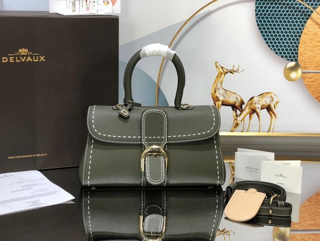 Delvaux original grained calfskin brillant small bag AA0417 khaki green