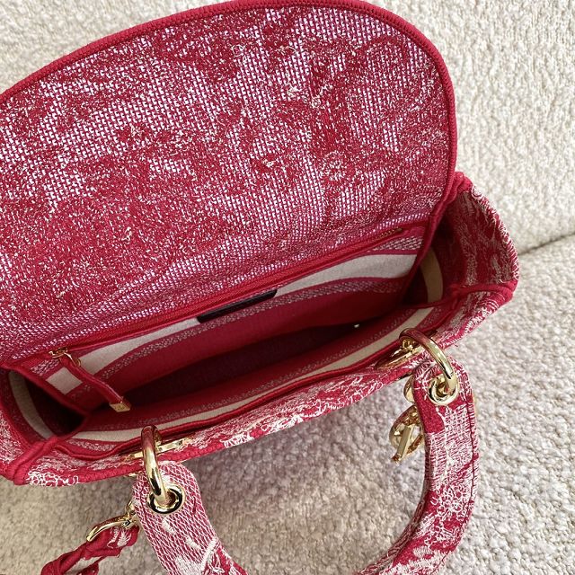 Dior original canvas medium lady bag M0565-5 red