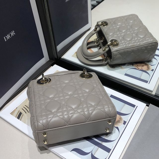 Dior original lambskin mini lady dior bag M0505-2 grey