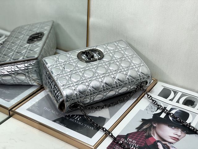 Dior original calfskin large caro bag M9243 silver