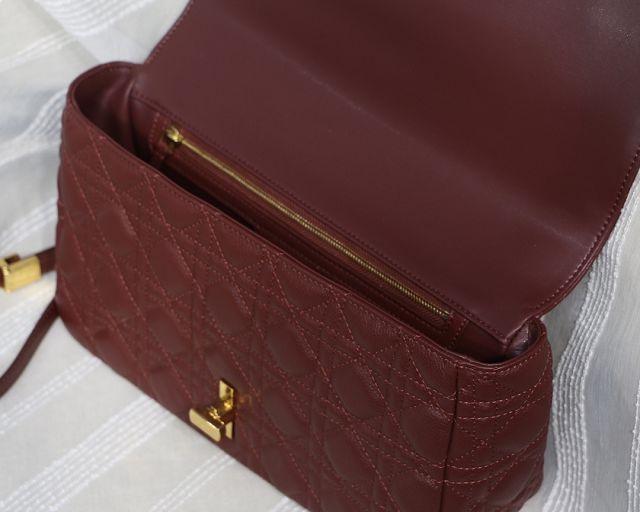 Dior original calfskin large caro bag M9243 wine red