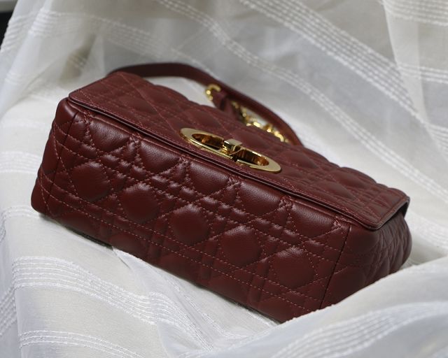 Dior original calfskin medium caro bag M9242 wine red