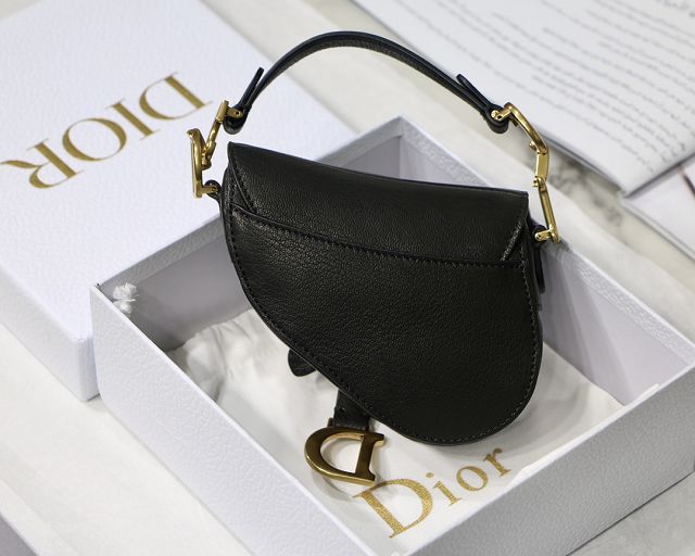 Dior original goatskin micro saddle bag S5685 black