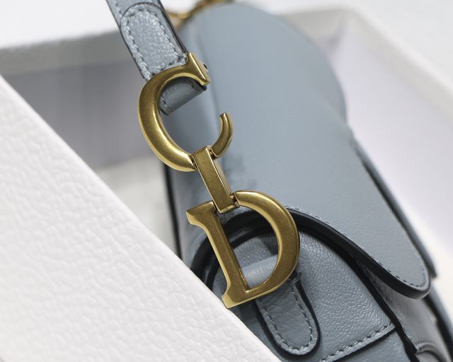 Dior original goatskin micro saddle bag S5685 light blue