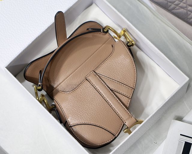 Dior original goatskin micro saddle bag S5685 nude