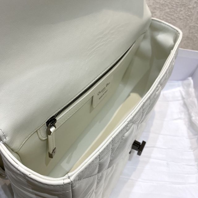 Dior original macrocannage calfskin  large caro bag M9243 white