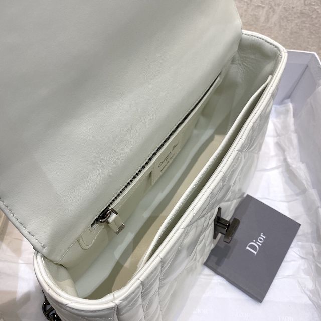 Dior original macrocannage calfskin medium caro bag M9242 white