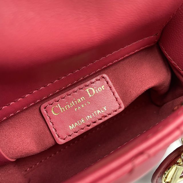 Dior original lambskin micro lady dior bag S0856 red