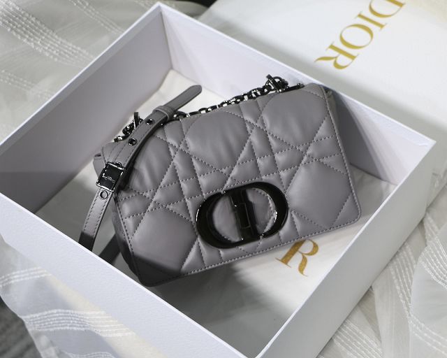 Dior original macrocannage calfskin small caro bag M9241 grey