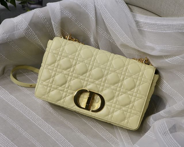 Dior original calfskin large caro bag M9243 light yellow