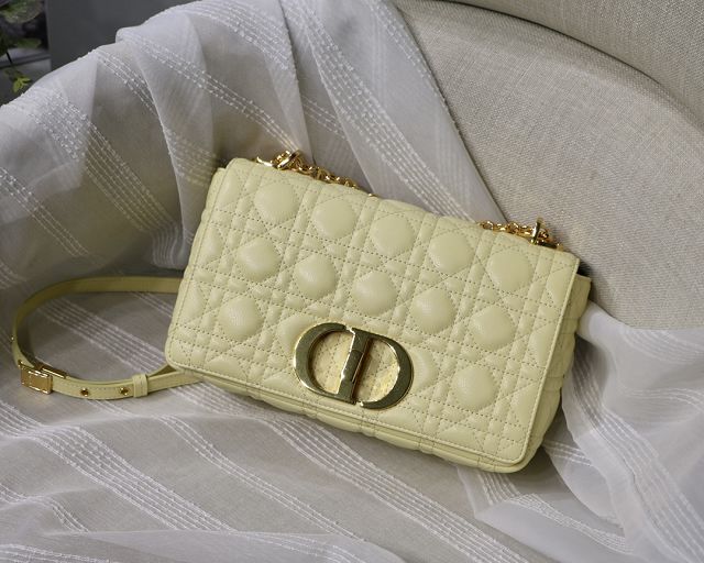 Dior original calfskin medium caro bag M9242 light yellow