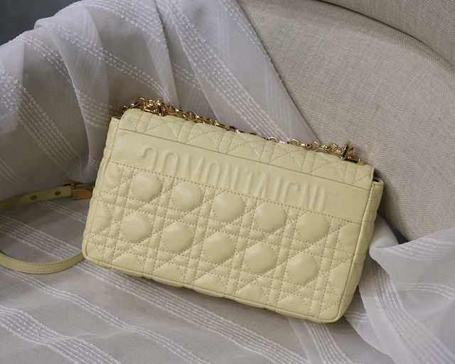 Dior original calfskin medium caro bag M9242 light yellow