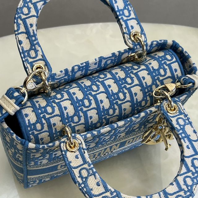 Dior original canvas medium lady bag M0565-5 blue