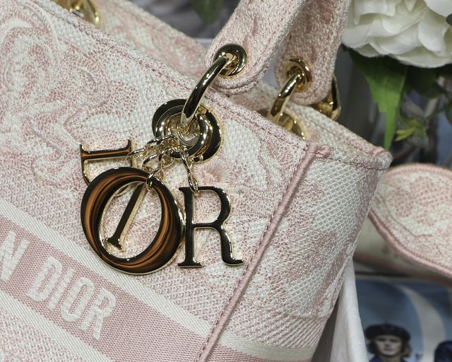 Dior original canvas medium lady bag M0565-5 light pink