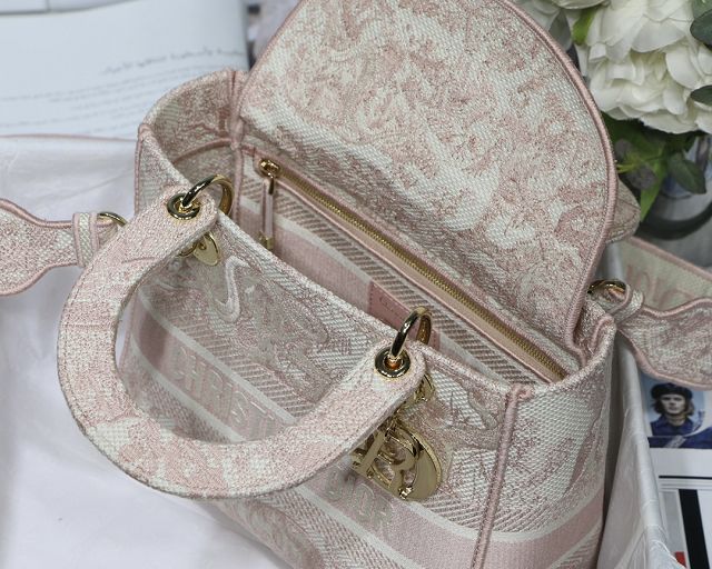 Dior original canvas medium lady bag M0565-5 light pink