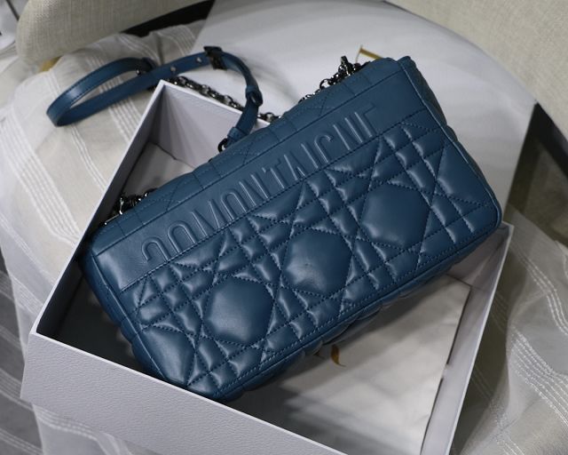 Dior original macrocannage calfskin large caro bag M9243 blue