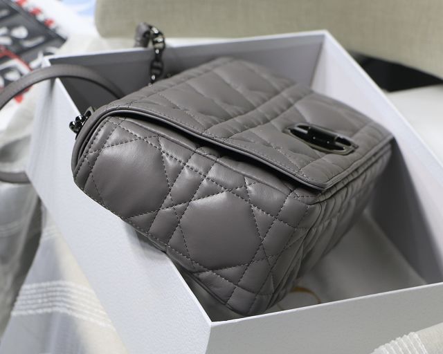 Dior original macrocannage calfskin large caro bag M9243 grey