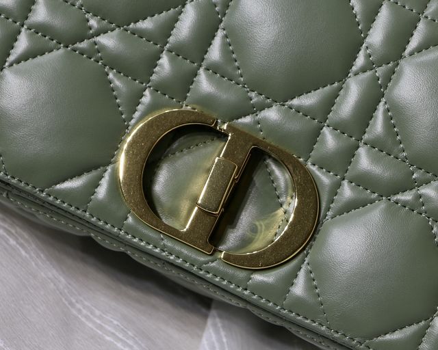 Dior original macrocannage calfskin medium caro bag M9242 green