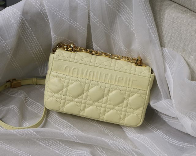 Dior original calfskin small caro bag M9241 light yellow