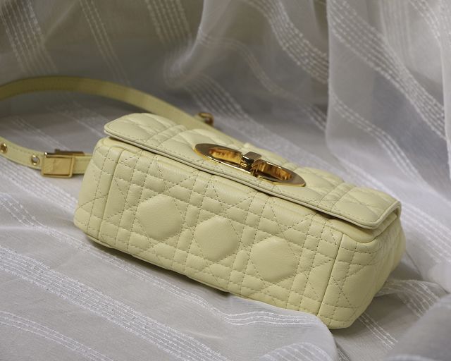 Dior original calfskin small caro bag M9241 light yellow