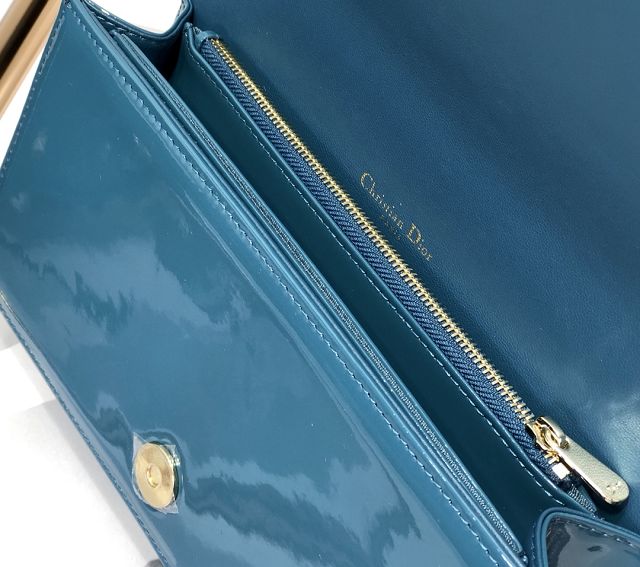 Lady dior original patent calfskin clutch S0204 blue