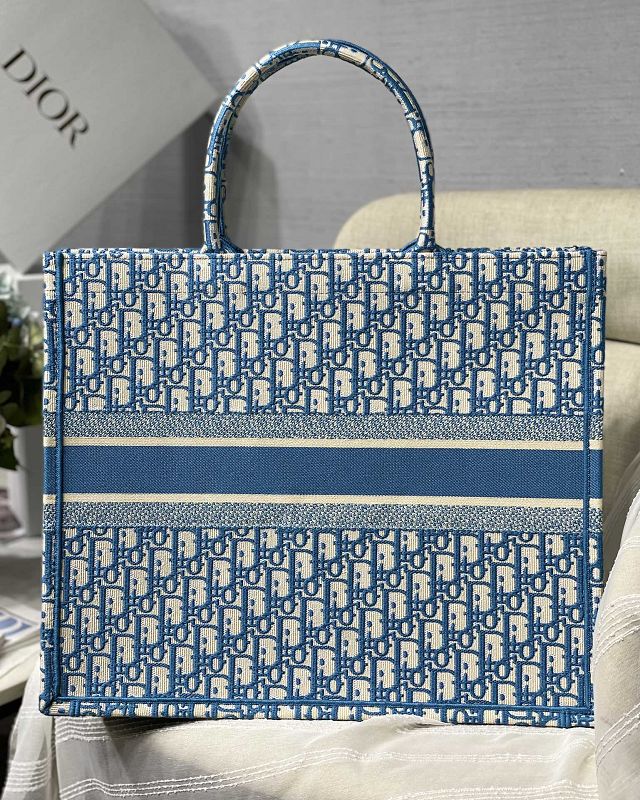 Dior original canvas large book tote bag M1286-2 blue