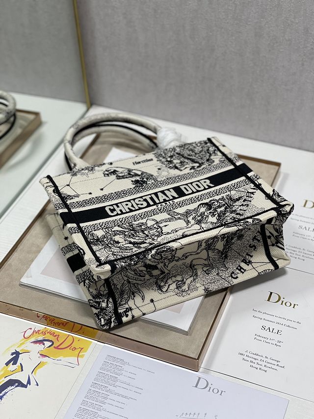 Dior original canvas small book tote bag M1265 black&white