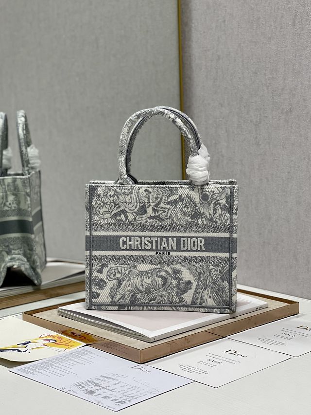 Dior original canvas small book tote bag M1265 gray