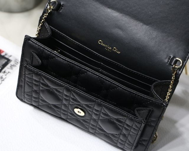 Dior original lambskin lady chain pouch S0937 black