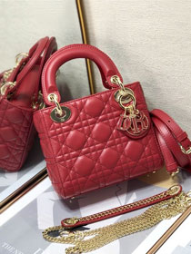 Dior original lambskin mini lady dior bag M0505 red